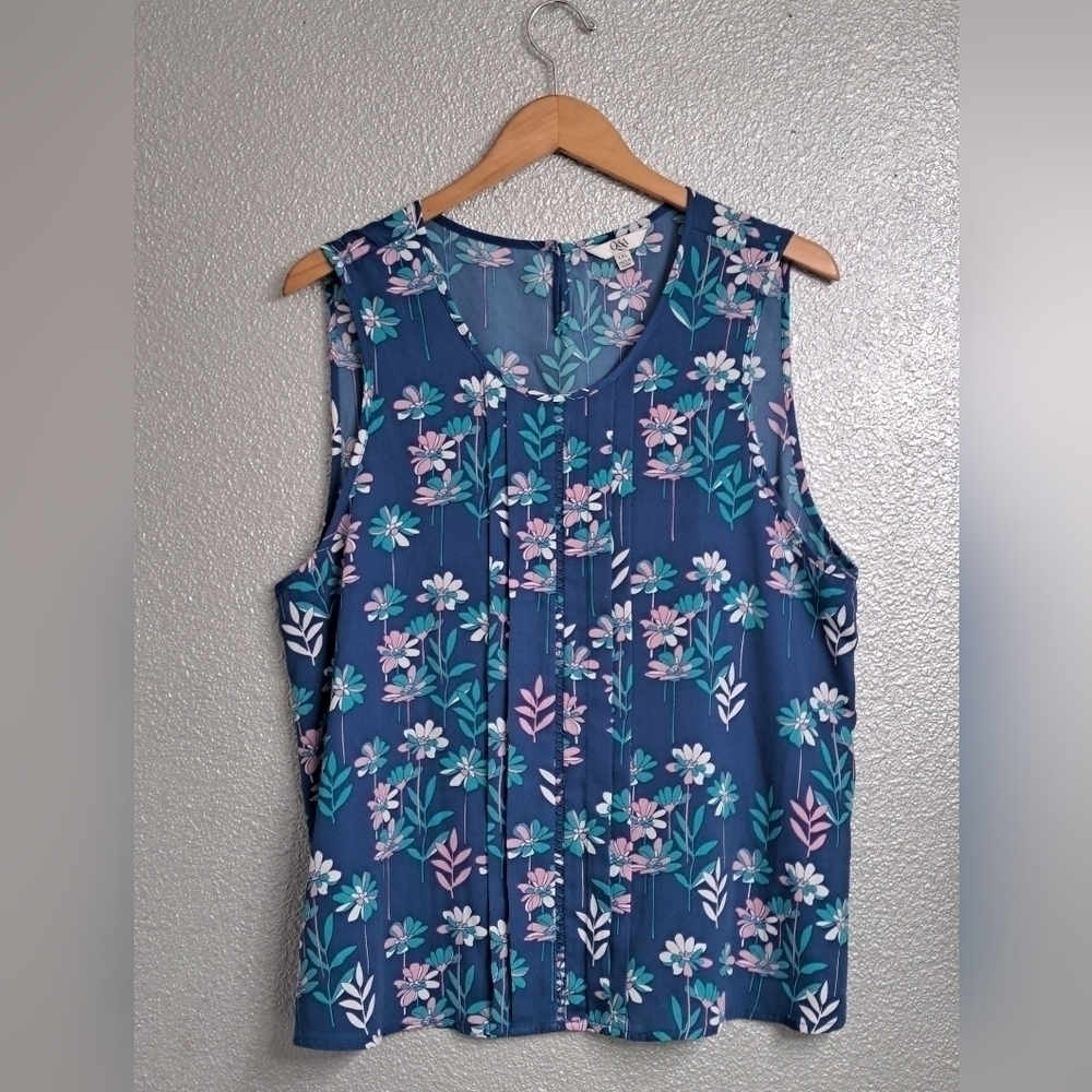 Q & A Floral Sleeveless Blouse Size XXL - Picture 1 of 4